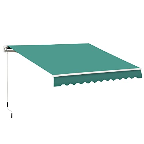 Outsunny Toldo para Patio Balcón Terraza y Jardín con Brazo articulado de Aluminio y Tela de Poliéster de 280g/m2 395x245 cm (Verde)