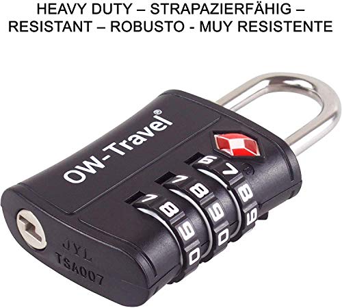 OW-Travel Candado maleta TSA Anti robo. Candado numerico 3 Digitos. Candado Combinacion Taquilla. Candados para mochilas y maletas. Candado Taquilla Gimnasio. Candado seguridad equipaje Negro 1