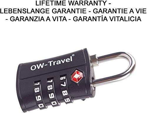 OW-Travel Candado maleta TSA Anti robo. Candado numerico 3 Digitos. Candado Combinacion Taquilla. Candados para mochilas y maletas. Candado Taquilla Gimnasio. Candado seguridad equipaje Negro 1