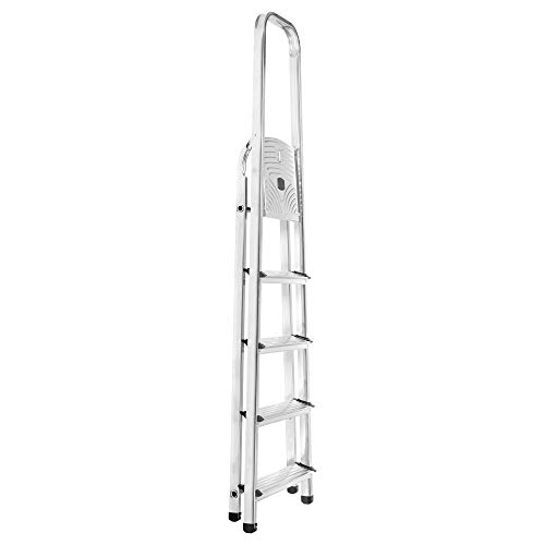 packer PRO Escaleras Plegables Aluminio de Tijera Super Resistente hasta 150Kg, Acero y Aluminio Antideslizantes, Altura de Trabajo hasta 290cm, 5 Peldaños