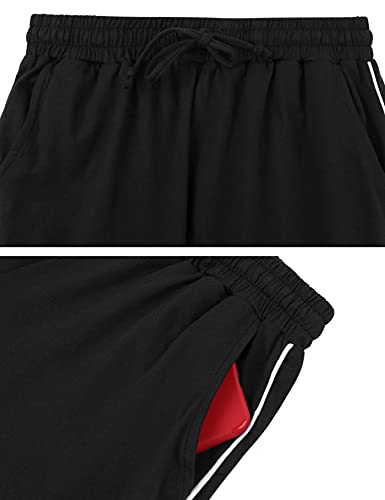 Pantalon Chandal Mujer 100% Algodón Pantalones Deportivos Mujer Verano con Bolsilpara, Pantalon Chandal Mujer Largo Talla Grande para Gimnasio Deportes Correr Jogging (A-Negro，XL