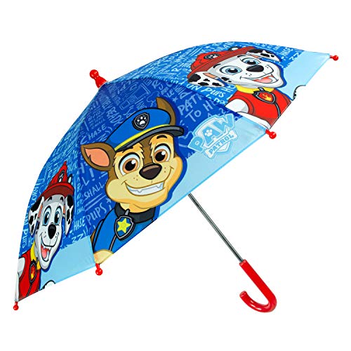 Paraguas Paw Patrol para Niños 3 4 5 Años - Paraguas Clásico Patrulla Canina Niño con Apertura Manual - Paraguas Resistente Cortaviento con Perritos Chase Marshall - Diámetro 66 cm PERLETTI (Azul)