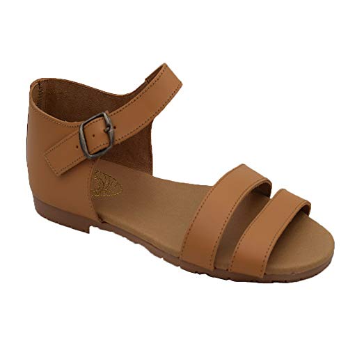 PASARELA - Sandalias Piel 2 Bandas Nazarenos Camel Hebilla Cuero Hombre Color: Camel Talla: 39