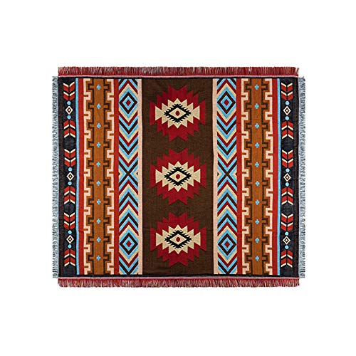 Peel Forest Alfombra Kilim roja Navajo Tribal Manta de algodón tejido azteca para sofá, silla de picnic y playa (35.4 x 82.6")