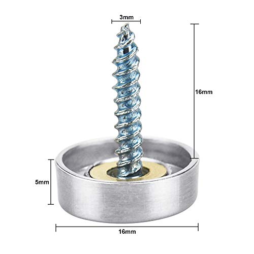 PERFETSELL 20 Juegos Embellecedor para Tornillos 16mm Espejos Decorativos Tapon Tornillo Espejo Embellecedores Tornillos Tapón Clavo de Espejo Tornillos Embellecedor Tornillo Cubierta para Espejo