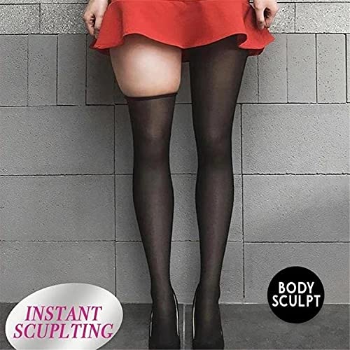 PETSBURG Slimming Legs Fake Translucent Warm Fleece Pantyhose - Womens Warm Fleece Lined Tights - Thermal Winter Leggings (Black-220g)