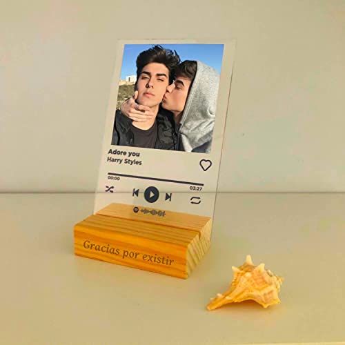 Placa Spotify Glass metacrilato o Madera, Tablero Musical Personalizado 10X15cm (Metacrilato)