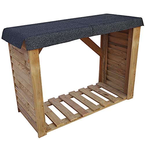 PLANTAWA Leñero Exterior de Madera, Caseta mueble grande para Leña Armario chimenea, Cobertizo de almacenaje para Jardín 140 largo x 100 alto x 60 ancho cm