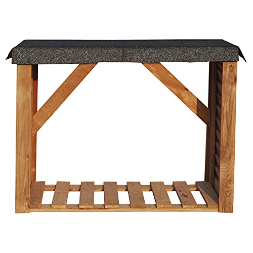 PLANTAWA Leñero Exterior de Madera, Caseta mueble grande para Leña Armario chimenea, Cobertizo de almacenaje para Jardín 140 largo x 100 alto x 60 ancho cm