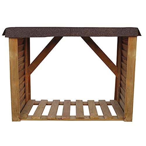 PLANTAWA Leñero Exterior de Madera, Caseta mueble grande para Leña Armario chimenea, Cobertizo de almacenaje para Jardín 140 largo x 100 alto x 60 ancho cm