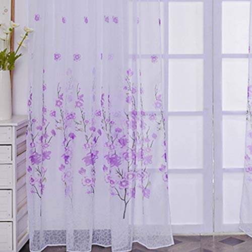 PLUS PO Cortinas Decoradas Cortinas habitacion Blancas Cortina de Red de Protección de Privacidad de Ahorro de energía para Sala de Estar 100X200,Purple