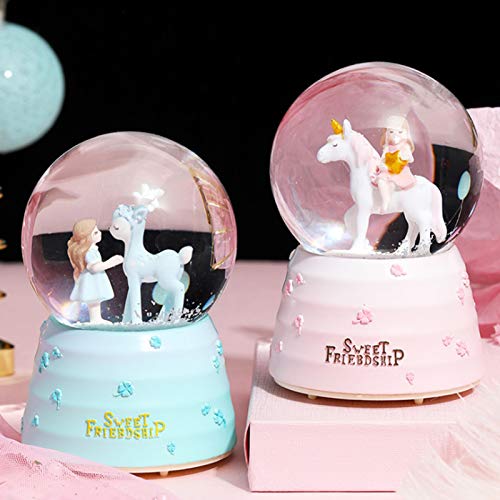 PRETYZOOM Globos de Nieve para Niñas Globo Musical Unicornio Bailarina Hada Cardinal Mujer- Unicornio Globo de Nieve Dibujos Animados Caja de Música Creativa Bola de Cristal con Música de