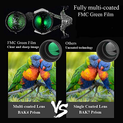 Prismáticos Profesionales, 12x42 HD Prismaticos Vision Nocturna Débil con Adaptador de Teléfono, Prismas BaK4 y FMC. Ideales para Observación de Aves, Caza, Senderismo, Astronomía y Camping