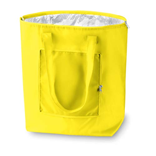 PromotionGift - Nevera plegable reutilizable, bolsa de playa y de compras ligera y duradera, con forro interior de aluminio para una perfecta función de refrigeración (amarillo)