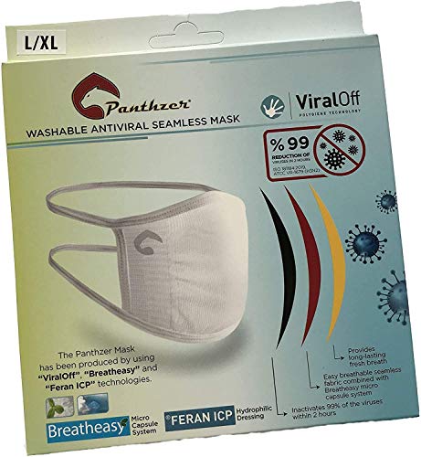 Protector bucal nasal, no requiere lavado permanente "ViralOff" reduce los patógenos en un 99% en 2 horas (S/M con trabillas, blanco)