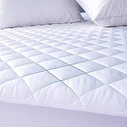 Protector de colchón acolchado – 30 cm de profundidad extra ajustable | Ultra suave, anti alergia microfibra colchón Topper Pad | con falda elástica profunda (individual)