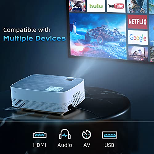 Proyector 1080P Soporta Full HD proyector portatil Yefound Q5 6500 Lumens Mini Proyector Portátil 200 "para Home Cinema Compatible para HdmiTv Stick / USB / Laptop / Ps5 ...