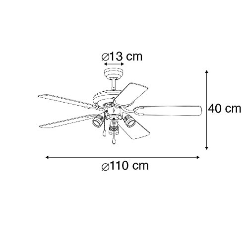 QAZQA Moderno Ventilador de techo bronce - MISTRAL 42 Madera/Acero Redonda Adecuado para LED Max. 3 x 50 Watt