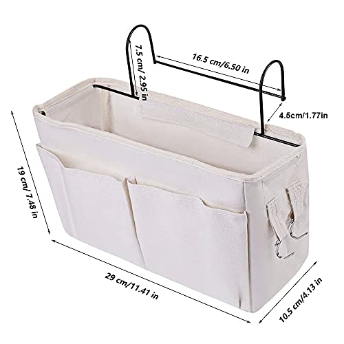 QQEE 2 Piezas Cama Bolsillo Organizador, Lona Bolsillo para Cama, Bolsa de Almacenamiento Junto a la Cama, Cesta de Bolsillo para Cama, para Clasificar Revistas, Auriculares, Bolígrafo, Remoto