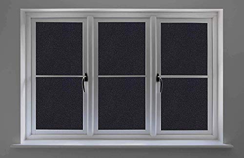 Qualsen Película para Ventanas Vinilo Negro para Ventana Estática Opaco Decorativa Vinilo Cristal Ventana Opaco Anti-UV （90 x 200 cm）