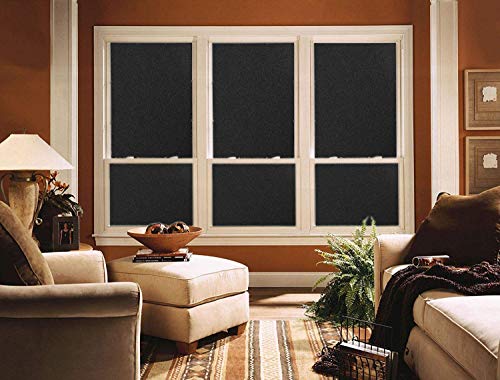 Qualsen Película para Ventanas Vinilo Negro para Ventana Estática Opaco Decorativa Vinilo Cristal Ventana Opaco Anti-UV （90 x 200 cm）