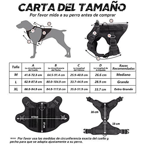 rabbitgoo Arnes Táctico Perro Grande Arnes Antitirones Militar Malla Transpirable Chaleco para Adiestramiento con 2 Anillos Ajustables con Técnica Molle para Adiestrar, Caminar, Cazar Negro M