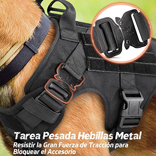 rabbitgoo Arnes Táctico Perro Grande Arnes Antitirones Militar Malla Transpirable Chaleco para Adiestramiento con 2 Anillos Ajustables con Técnica Molle para Adiestrar, Caminar, Cazar Negro M