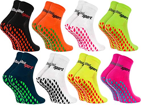 Rainbow Socks - Hombre Mujer Calcetines Antideslizantes de Deporte - 8 Pares - Multicolor - Talla 42-43