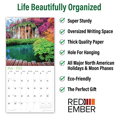 RED EMBER National Parks World Tour 2022 - Calendario de pared colgante (30,5 x 60 cm, papel grueso y resistente, regalable)