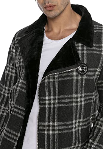 Redbridge Chaqueta de transición Asimétrica a Cuadros para Hombre Negro XL