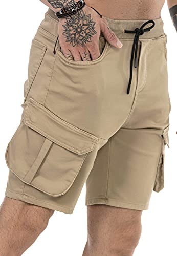 Redbridge Shorts para Hombre Pantalone Cortos Cargo con Bolsillos Beige S