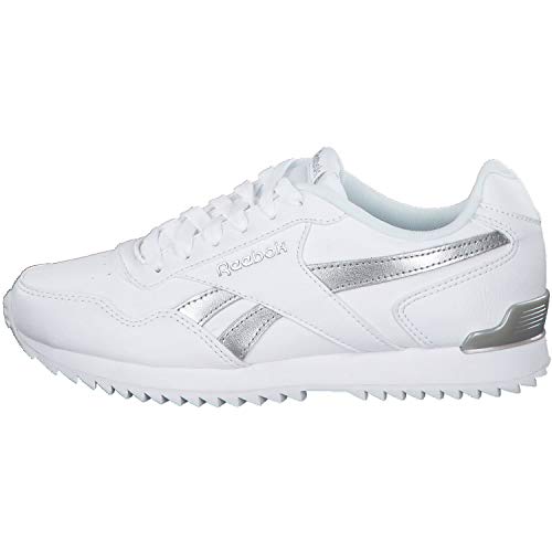 Reebok Royal Glide Ripple Clip, Zapatillas de Deporte Mujer, White/White/Silver Metallic, 37 EU