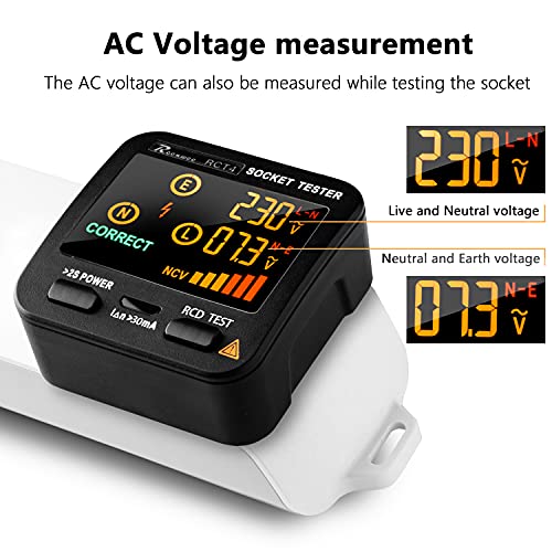 Reenwee Probador de salida EBTN LCD con pantalla de voltaje, Detector de polaridad Probador de fugas de línea de electricidad, 8 indicaciones visuales