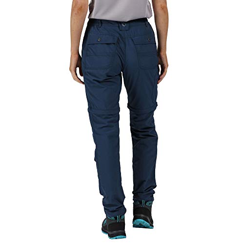 Regatta Chaska II-Pantalón Largo De Senderismo con Perneras Desmontables, Tejido Repelente Al Agua Y De Secado Rápido Trousers, Mujer, Dark Denim, 20