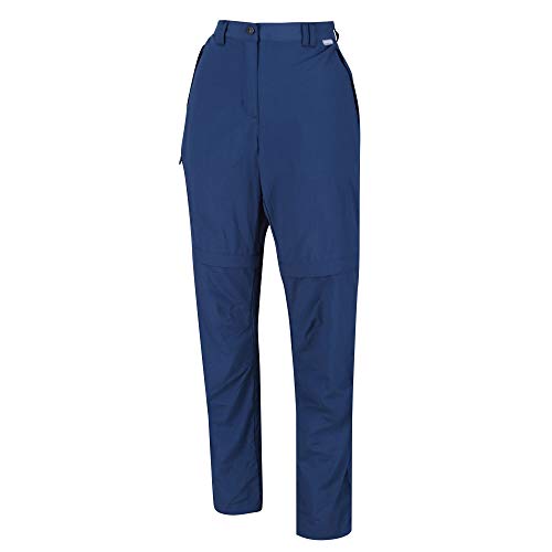 Regatta Chaska II-Pantalón Largo De Senderismo con Perneras Desmontables, Tejido Repelente Al Agua Y De Secado Rápido Trousers, Mujer, Dark Denim, 20