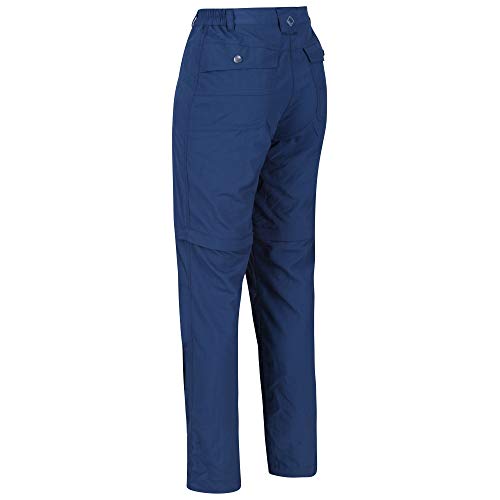 Regatta Chaska II-Pantalón Largo De Senderismo con Perneras Desmontables, Tejido Repelente Al Agua Y De Secado Rápido Trousers, Mujer, Dark Denim, 20