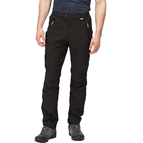 Regatta Highton Winter Pantalón de Senderismo, Tejido Repelente al Agua, con protección UV, Cintura elástica y Varios Bolsillos Trousers, Hombre, Black, 44"