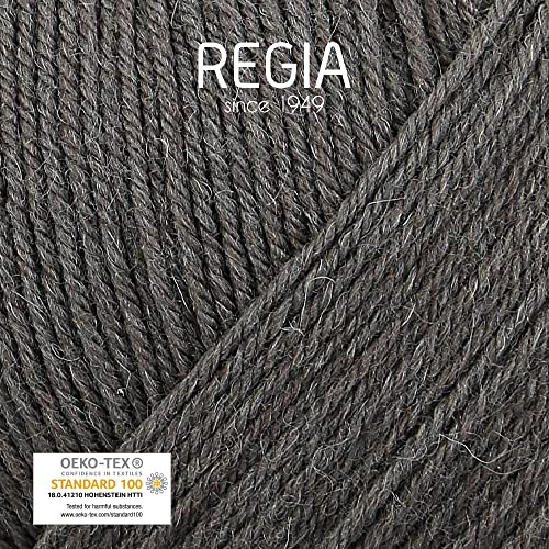 Regia Premium Cashmere umbra Grey (93) - Ovillo de lana para calcetines (100 g, cachemira, 4 hebras), color gris