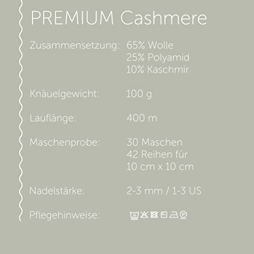 Regia Premium Cashmere umbra Grey (93) - Ovillo de lana para calcetines (100 g, cachemira, 4 hebras), color gris