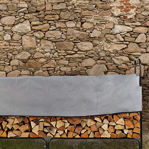 Relaxdays Leñero Exterior e Interior, con Cubierta, Acero, 122 x 245 x 40 cm, Negro