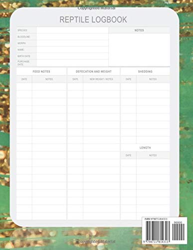 Reptile Care Log Book: Large Size (8.5"x11") To Track The Health & Wellbeing Of Your Snake, Gecko, Lizard Or Any Reptile