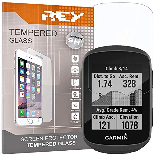 REY 3X Protector de Pantalla para Garmin 130 - Edge 130 Plus, Cristal Vidrio Templado Premium