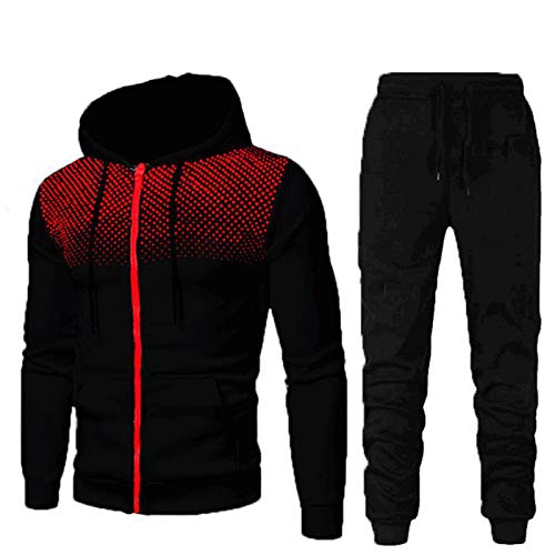 riou Conjunto de Sudadera con Capucha para Hombre, Chándal Completo 2 Piezas Conjunto Ropa Chandal，Moda Slim Fit Chándal Completo,Para Correr Entrenamiento,Deportivo Informal