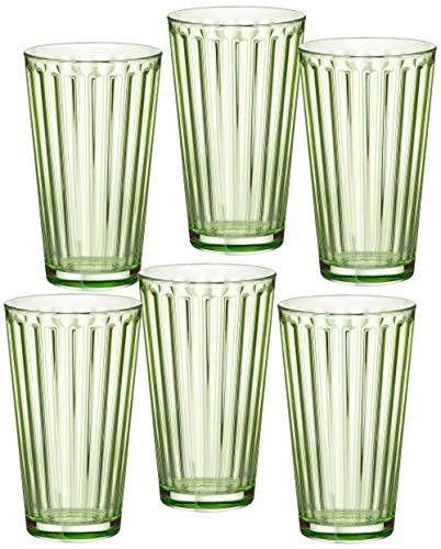 Ritzenhoff & Breker Lawe Stripes-Juego de Vasos Altos (6 Unidades, 400 ml), diseño de Rayas, Color, Vidrio, Verde Claro