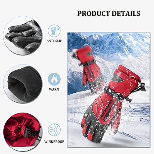 ROCKBROS Guantes Esquí Invierno Cálido Anti Viento para Hombres Mujeres Ciclismo Bicicleta Snowboard Deportes al Aire Libre