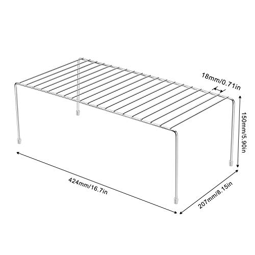 ROFAY Estante de alambre para armario de cocina - Paquete de 2 estantes para armario Organizador de almacenamiento para armario de cocina, despensa, encimeras, nevera, comida y utensilios - Cromo
