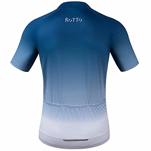 ROTTO Maillot Ciclismo Hombre Camiseta Ciclismo Manga Corta Ropa Ciclista para Bicicleta de montaña con Bolsillo