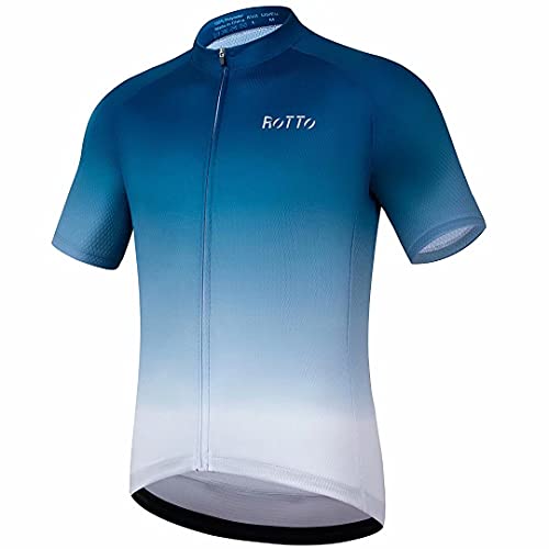 ROTTO Maillot Ciclismo Hombre Camiseta Ciclismo Manga Corta Ropa Ciclista para Bicicleta de montaña con Bolsillo