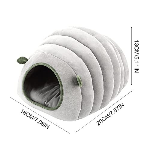 RoxNvm Cama para Cobayas, Cama de Invierno Cálida para Animales Pequeños, Cama Hamster con Almohadilla Extraíble, Felpa de Algodón Cálido Nido para Conejos hámsteres Chinchillas Hurones (Gris)