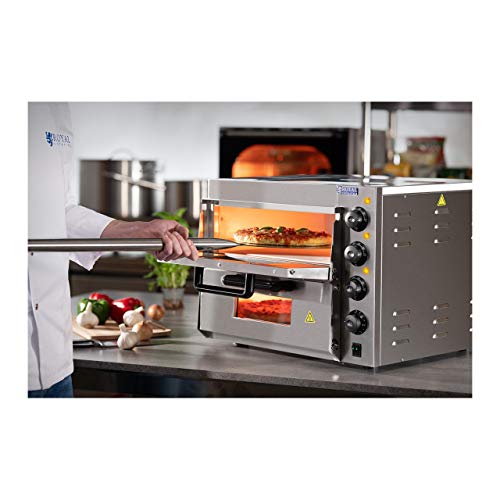 Royal Catering - RCPO-3000-2PS-1 - Horno para Pizza - 2 compartimientos - Arcilla refractaria 40x40x1,5cm